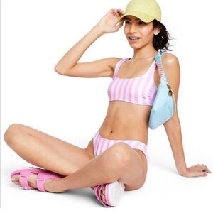 Stoney Clover Lane x Target Pink and White Striped Bikini